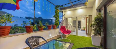 Penthouse Deluxe, patio, vista al parque | Terraza o patio