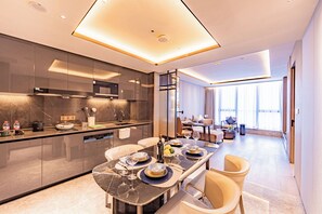 Luxury Condo, City View | Living area | LCD TV - J Residence (Xiancun Metro Station, Zhujiang New Town, Guangzhou) (Guangzhou)