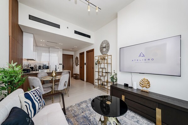 Appartement, 1 chambre, balcon, vue sur la ville | Salle de séjour