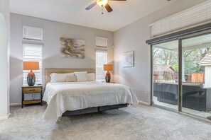 4 bedrooms, desk, iron/ironing board, travel cot