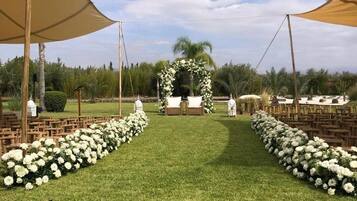 Outdoor banquet area