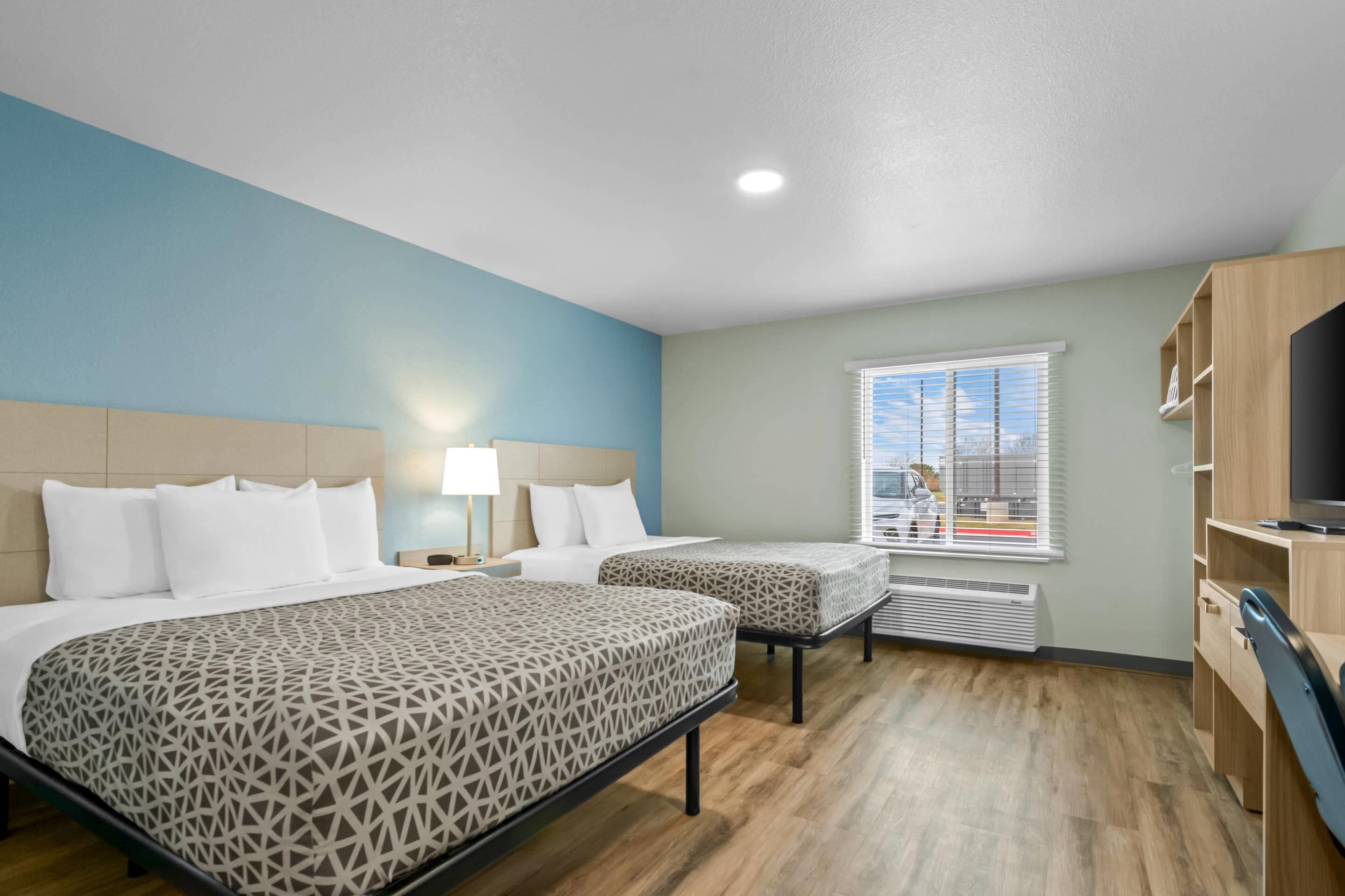 Suite, 2 Queen Beds, Accessible, Non Smoking | Desk, laptop workspace, blackout drapes, iron/ironing board