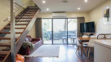 Smart TV, DVD player, books, video library