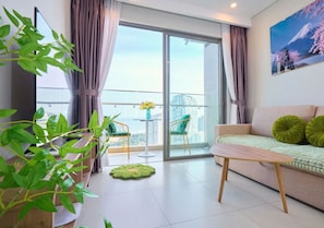 Panoramic Apartment, 3 Bedrooms, Beach View | Living area - The Song Condotel VungTau-Hao's Homestay (Ho Chi Minh City)