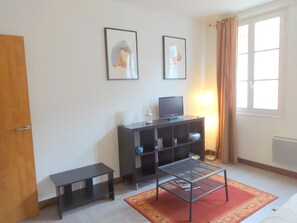 TV, DVD player, books