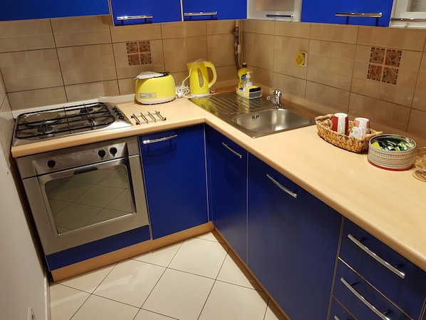 Fridge, oven, stovetop, dishwasher