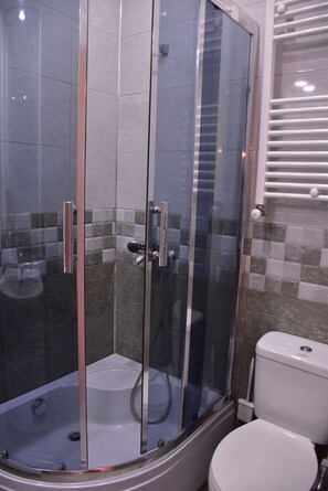 Secador de pelo, toallas, papel higiénico