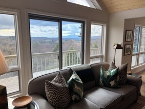 TV connectée, cheminée, livres