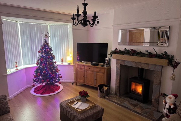 TV, fireplace