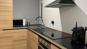 Fridge, microwave, oven, electric kettle