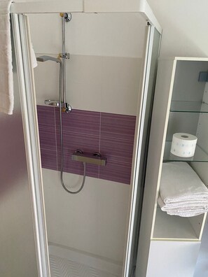 Secador de pelo, bidet, toallas, jabón