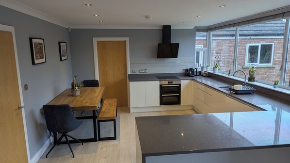 Fridge, microwave, oven, dishwasher