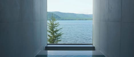 Luxury Villa, Lakeside | Bathroom | Separate tub and shower, spring water tub, rainfall showerhead