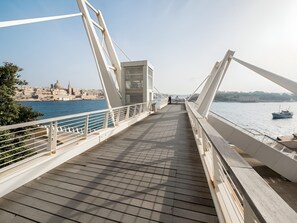 Spanning a tranquil body of water, this bridge offers a unique perspective on the city.