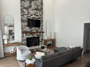 Fireplace - Best Day Yet! Spacious 5-bedroom house in Twin Creeks Village (Winchester)