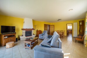 TV, fireplace