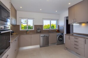 Fridge, microwave, oven, dishwasher