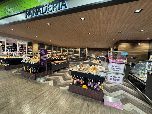 Indulge in a variety of freshly baked goods and pastries on display.
