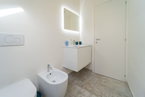 Dusche, Haartrockner, Bidet, Handtücher