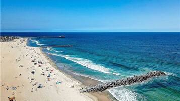 On the beach, beach towels