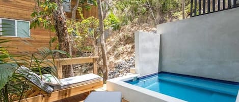 Outdoor pool, sun loungers