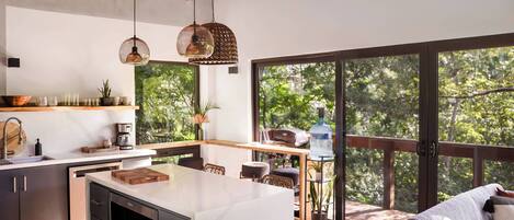 Luxury Villa, 2 Bedrooms, Balcony, Garden View | Private kitchen | Full-size fridge, microwave, oven, stovetop