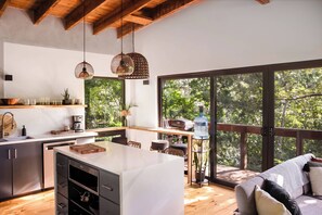 Luxury Villa, 2 Bedrooms, Balcony, Garden View | Private kitchen | Full-size fridge, microwave, oven, stovetop