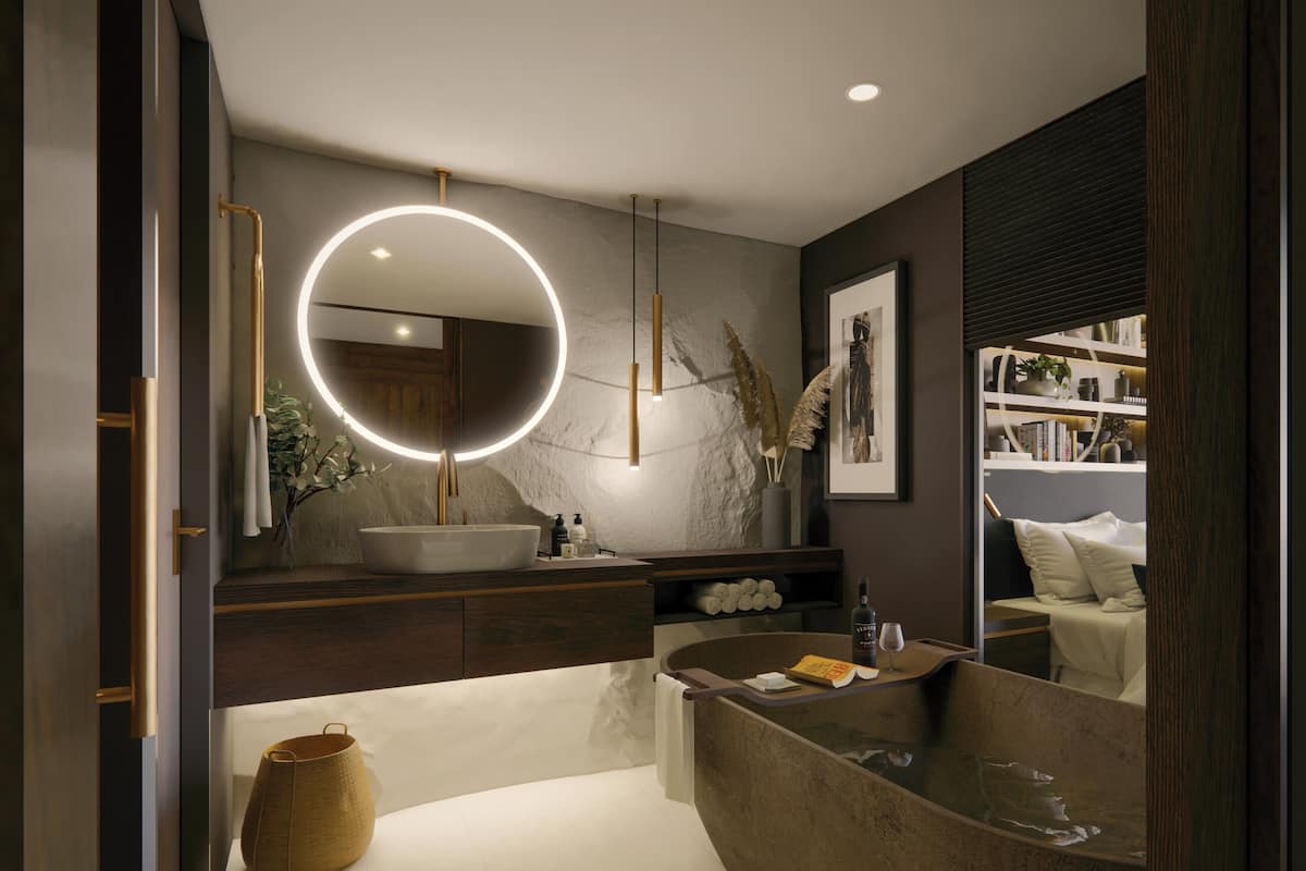 Designer toiletries, hair dryer, bathrobes, slippers