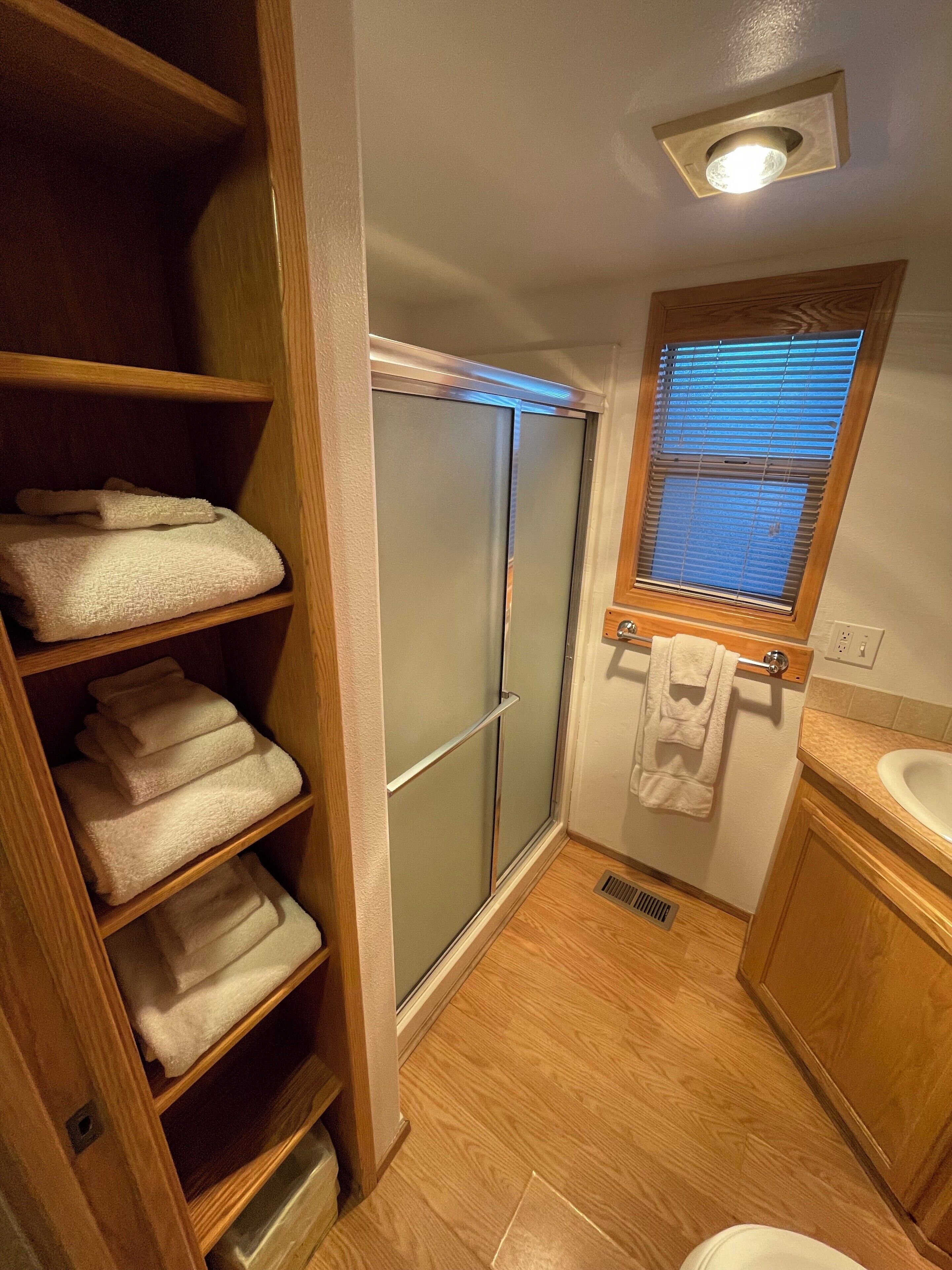 Hair dryer, towels