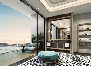 Penthouse (Halong Bay) | Artículos del minibar gratis y espacio para trabajar con laptop 