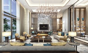 Penthouse, 1 kingsize bed (Halong Bay) | Een minibar met enkele gratis items, een laptopwerkplek