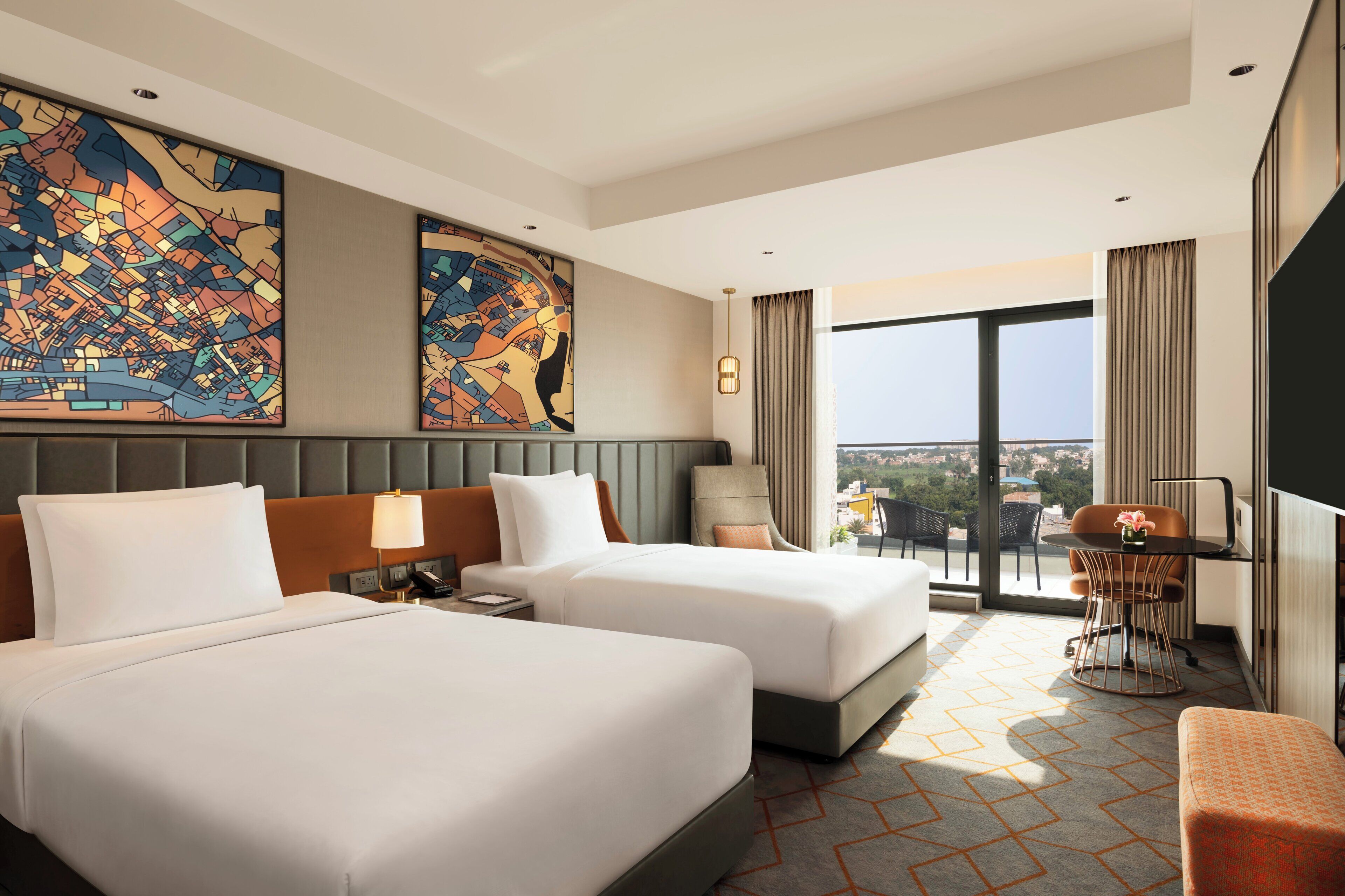 Kamar Premium, 2 Tempat Tidur Twin, balkon | Seprai premium, busa memori, minibar, dan brankas