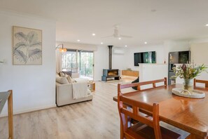 TV connectée, cheminée, chaîne hi-fi