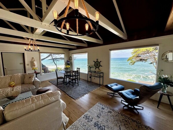 Smart TV, chimenea, libros