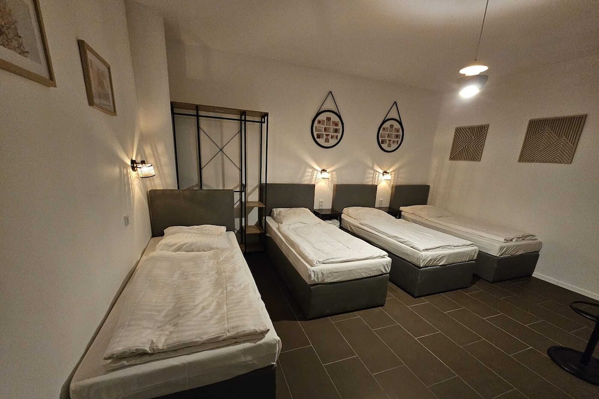 Desk, laptop workspace, free WiFi, bed sheets