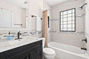 Comfort Duplex, 3 Bedrooms, Non Smoking | Bathroom | Combined shower/tub, free toiletries, hair dryer, towels - Adorable Broad Ripple Duplex (Indianapolis)