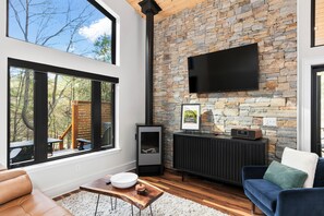 Smart TV, fireplace, stereo