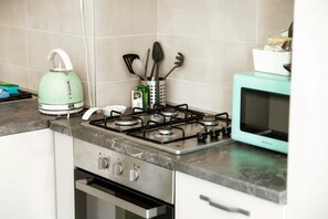 Fridge, microwave, oven, dishwasher