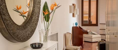 Deluxe Apartment, City View | Living area | Flat-screen TV