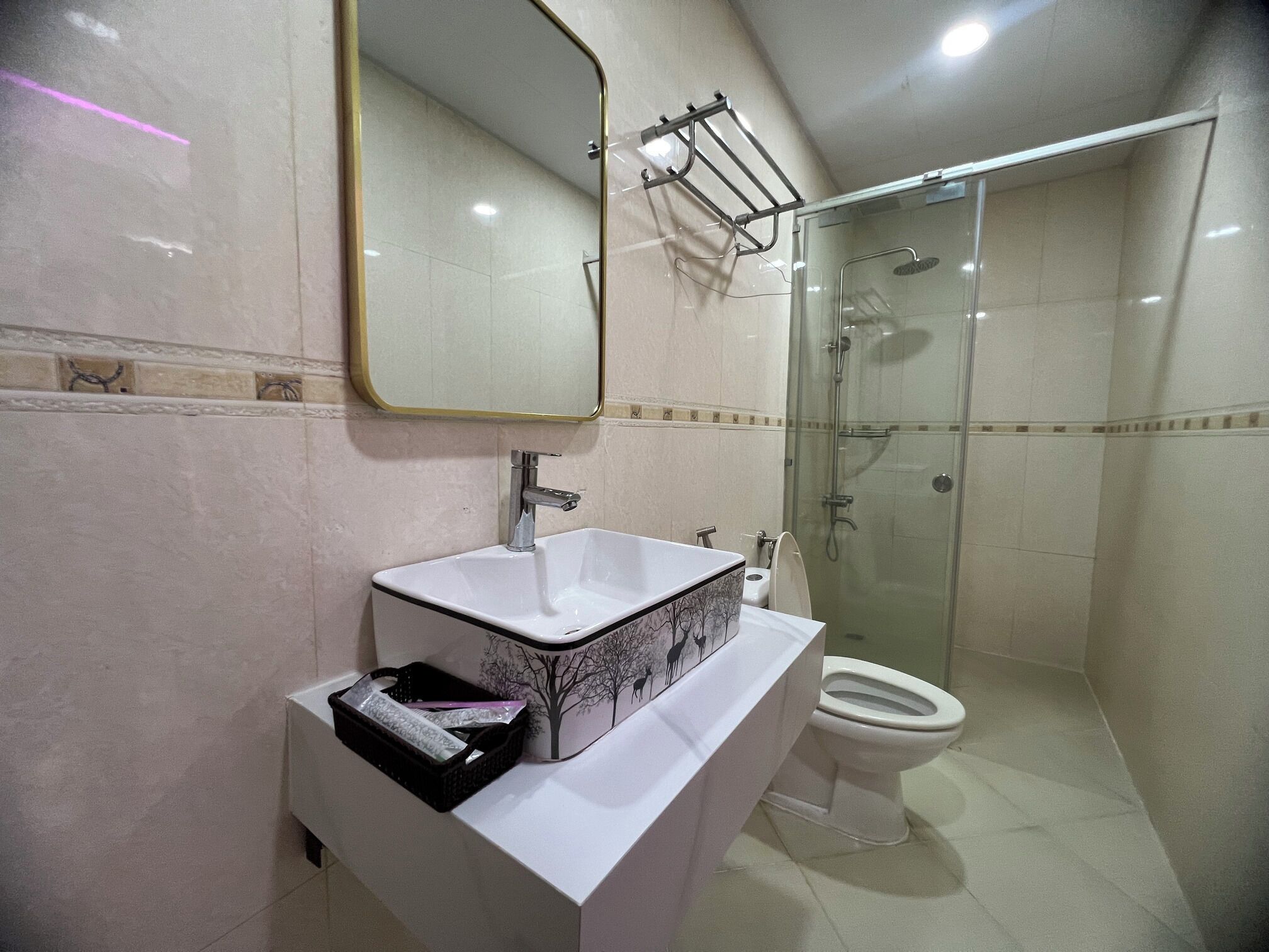 Double Room | Bathroom | Shower, hair dryer, towels, toilet paper