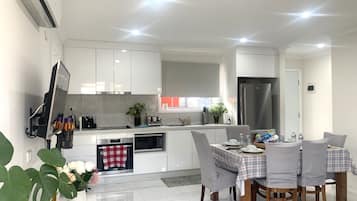 Fridge, microwave, oven