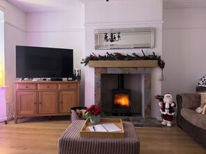 TV, fireplace, stereo