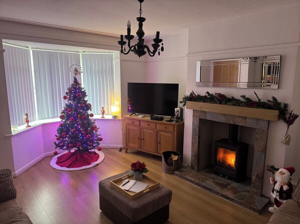 TV, fireplace, stereo