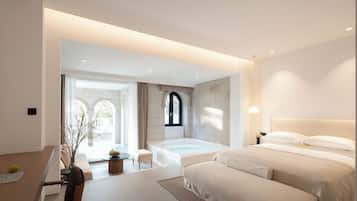 Camera Luxury, vista cortile | Biancheria da letto di alta qualità, copriletto in piuma