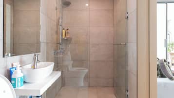 Family Suite City View non Korean nationals only | Bathroom | Shower, hair dryer, towels, soap