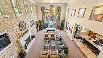 TV, fireplace, offices