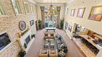 TV, fireplace, offices