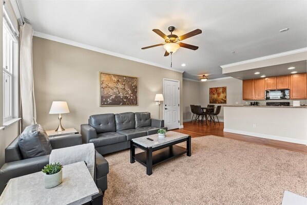 TV, fireplace, offices