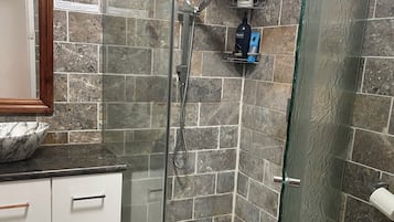 Hair dryer, bidet, towels, soap