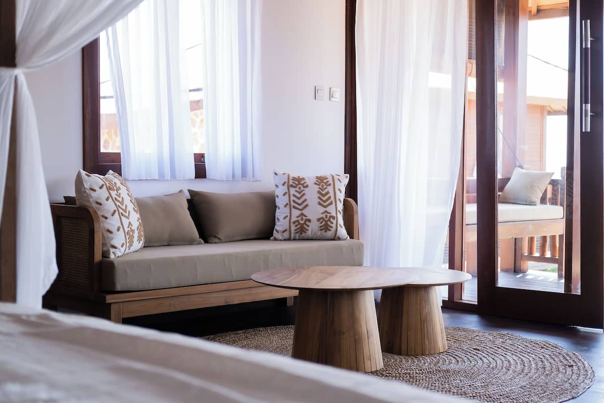 Deluxe bungalow, privézwembad, uitzicht op oceaan | 1 slaapkamer, een kluis op de kamer, verduisterende gordijnen